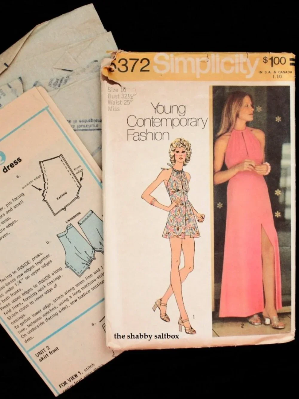 VTG Halter Dress & Short Shorts Simplicity XS Sewing Pattern #5372 CUT B32.5